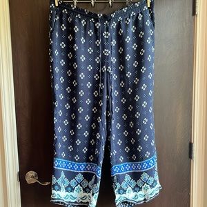 LOFT Mosaic Fluid Drawstring Wide Leg Pants